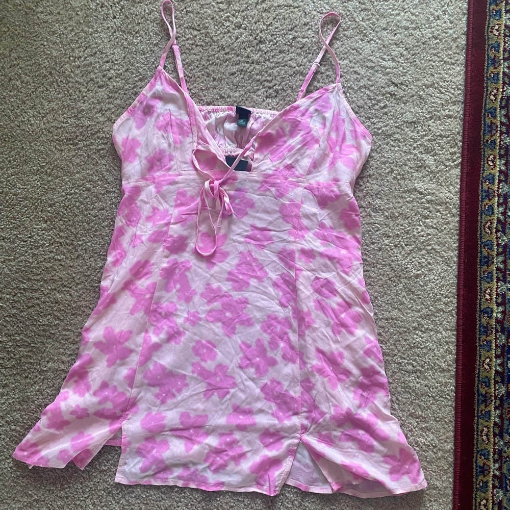 Pink floral sundress.